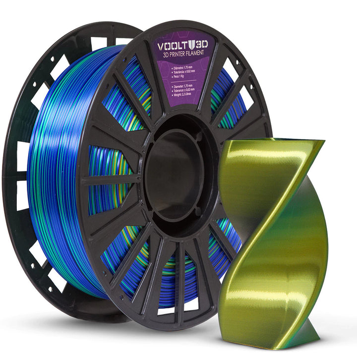 Filamento PLA TRI 1 kg - Azul Safira, Dourado e Verde