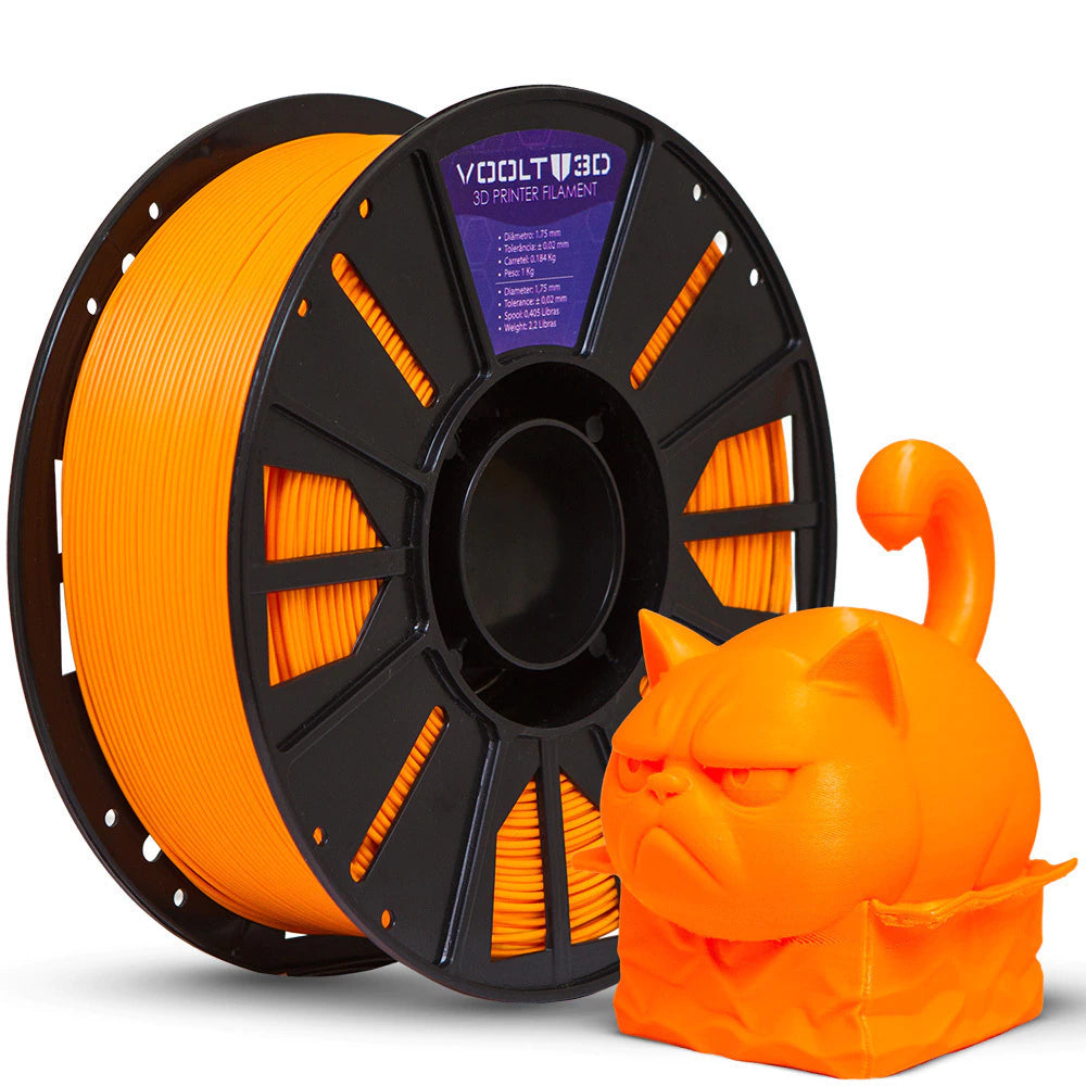 Filamento PLA Sólido Voolt3D 1 kg - Laranja