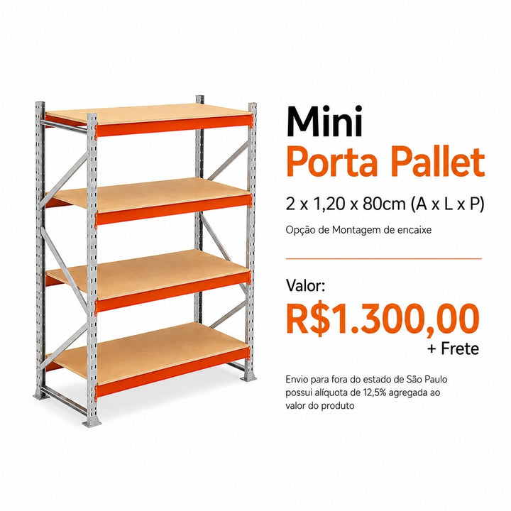 Mini Porta Pallet 2 x 1,20 x 80 cm (A x L x P)