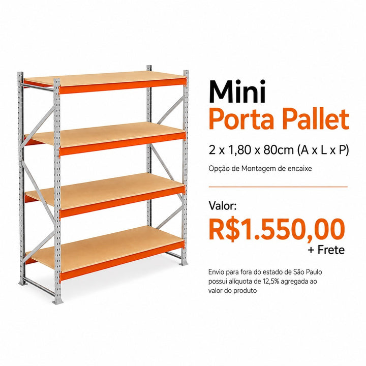 Mini Porta Pallet 2 x 1,80 x 80 cm (A x L x P)